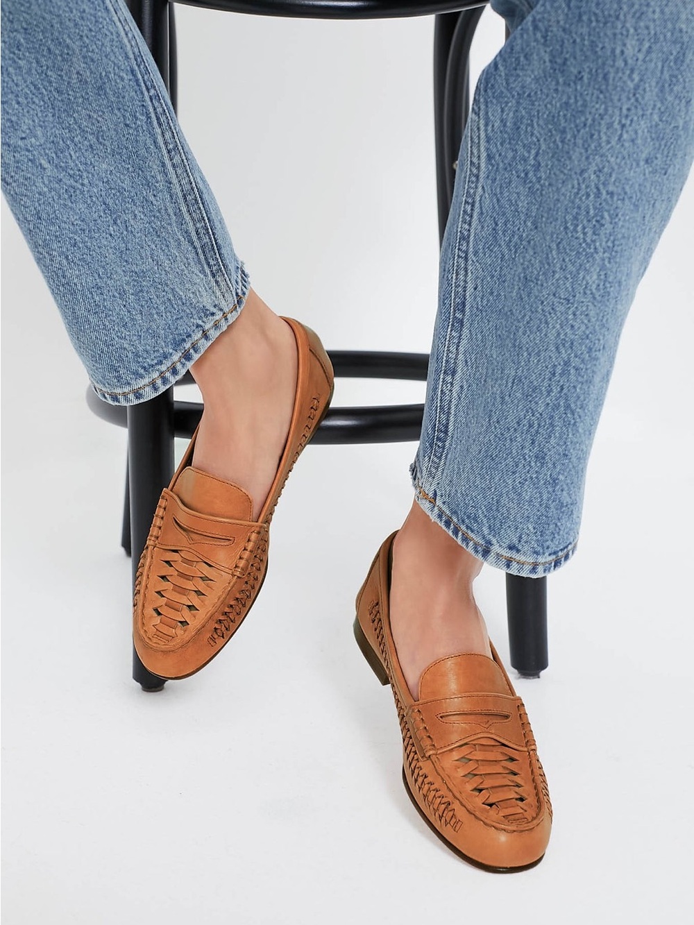 Veronica Beard Woven Leather Slip-On Penny Loafers